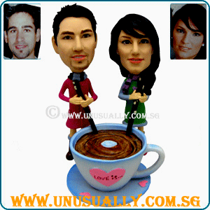Custom 3D Caricature Love Is A Cup Of Coffee Couple Figurines